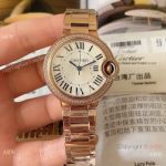 Swiss quartz - Copy TW Cartier Ballon Bleu Medium 33 Watch Single-row Diamond Rose Gold